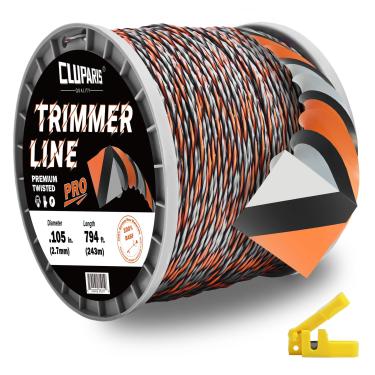 Imagem de Cluparis Linha de aparador super resistente de 1,4 kg, carretel de linha de aparador Twist Pro de 3 componentes com extrusão tripla de 3 componentes com cortador de linha