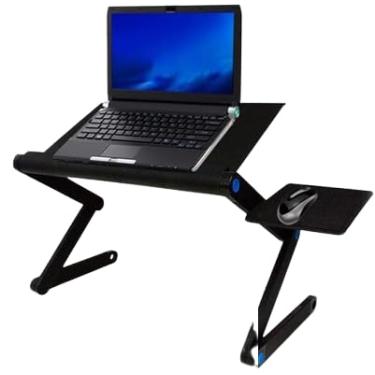 Imagem de Mesa Ajustável para Notebook com Cooler, Suporte Ergonômico, Base com Mouse Pad, Dobrável, Preto