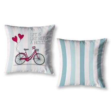 Imagem de Kit 2 Almofadas 40cm x 40cm Decorativas Estampadas Coloridas Sala Sofá