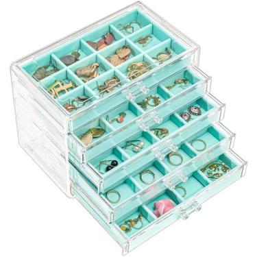 Imagem de Caixa de joias ProCase, porta-brincos, organizador, 5 gavetas, Aqua