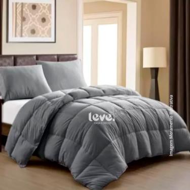 Imagem de Edredom Queen Dupla Face Cinza 2,40 x 2,60m. Toque de Plumas. Tecido aveludado, Leve e Quentinho