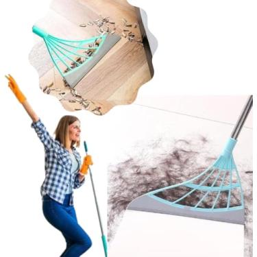 Imagem de Mop Vassoura Mágica Rodo Tira Pelo Limpa Vidro Silicone 1.2m e Limpa E Seca Multiuso Pisos Vidros