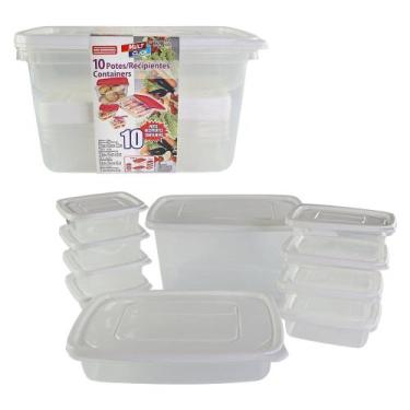 Imagem de Kit Conjunto 10 Potes para Alimentos Recipientes de Plástico - Compre 