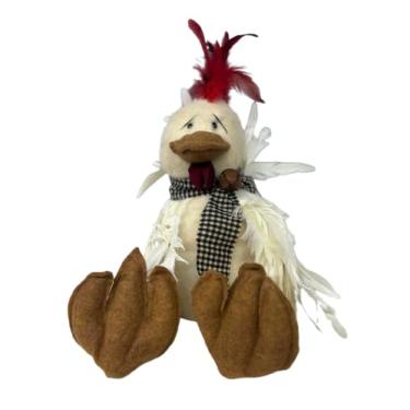 Imagem de Handmade Folk Art Felt Chicken Figurine Rustic Country Farmhouse Decor 16 x 12 x 11 Inches