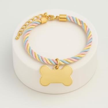 Imagem de Coleira rosa para cães com nome e número personalizados (Algodão Doce-G3- Ajustável 51 a 59 cm.)