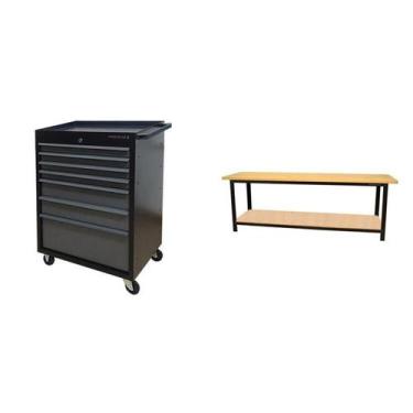 Imagem de Conjunto 1 Carro Profissional 7 Gavetas 1 Bancada Profissional de 200c