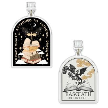 Imagem de Conjunto de 2 peças Basgiath Book Club, Emocionalmente Ligado a Dragões Fictícios Pingentes Kindle Plugue de Poeira Berloque 3,8 cm Quarta Asa Dragão Fantasia Relâmpago/Material Acrílico Tipo C