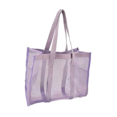 Imagem de Bothyi Bolsa de banho de malha organizadora para banho de secagem rápida 14,57 x 11,81 x 6,69 polegadas cesta pendurada bolsa de higiene pessoal portátil, Roxo