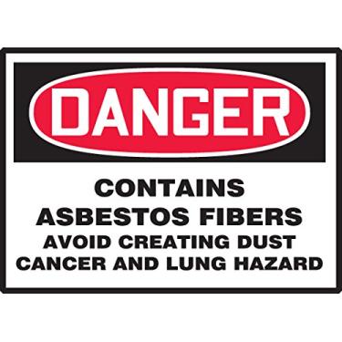 Imagem de Accuform Placa MCAW025VP, "O perigo contém fibras de amianto evita a criação de câncer de poeira e perigo pulmonar", 17,8 cm de comprimento x 25,4 cm de largura x 0,1 cm de espessura, plástico, 17,78