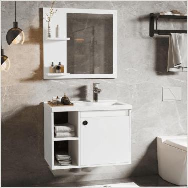Imagem de Conj Gabinete C/ Espelheira E Cuba Para Banheiro Adonis Branco