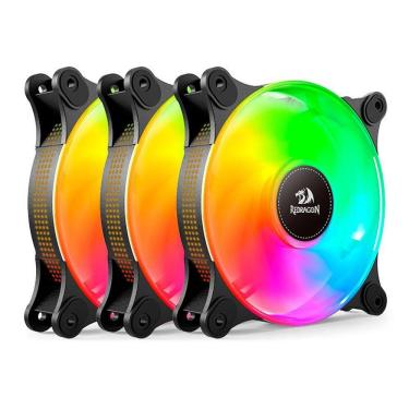 Imagem de Kit 3 Fans Gamer Redragon ARGB 120mm Preto - GC-F013