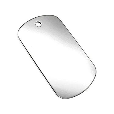 Imagem de Etiquetas de identificação em branco de alumínio anodizado de qualidade premium (tamanho grande 5 x 2,9 cm, 1,00 mm de espessura) para gravação e estampagem a laser, prata, pacote com 25