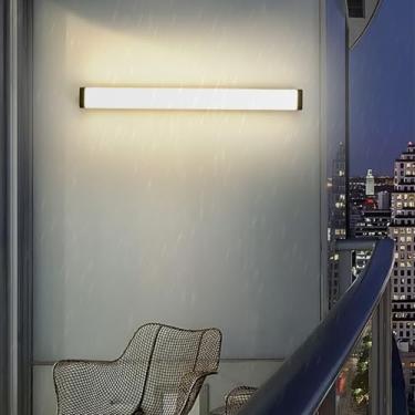 Imagem de Candeeiro de parede exterior LED IP65 impermeável longo jardim arandela acrílico alumínio lâmpada de parede exterior interior exterior para jardim villa varanda terraços porta da frente preto (luz