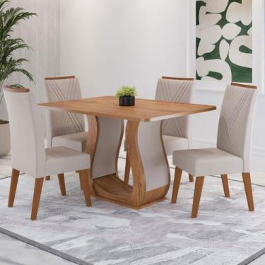 Imagem de Mesa de Jantar 4 Lugares Opala Mel/Bege - Viero Móveis, Moderno, Bege