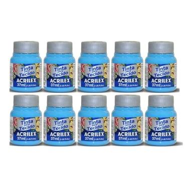 Imagem de Tinta Para Tecido Fosca Acrilex 37ml 10 Unidade Artesanato Fixação Frio Alta Cobertura – Fixação a Frio e Alta Cobertura Com Acabamento Fosco, Este Kit É A Escolha Perfeita Para Quem Busca Qualidade (Azul Celeste 503)