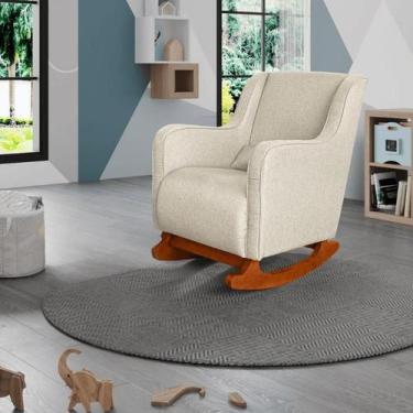 Imagem de Poltrona De Amamentação C / Balanço Cadeira Descanso Aquila Linho - DE