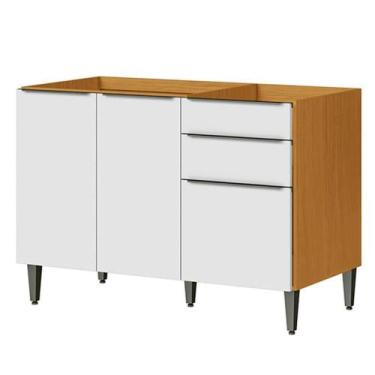 Imagem de Balcão De Pia 100% Mdf 3 Portas 2 Gavetas 120cm Luna Cinamomo/off Whit