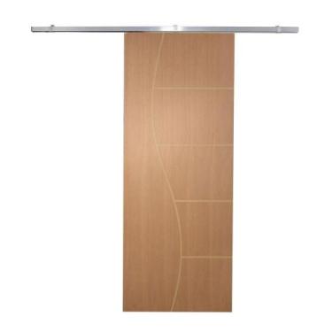 Imagem de Porta De Correr P- Verniz Frisada Kit Alumínio F07 - 210x90 - Vanin