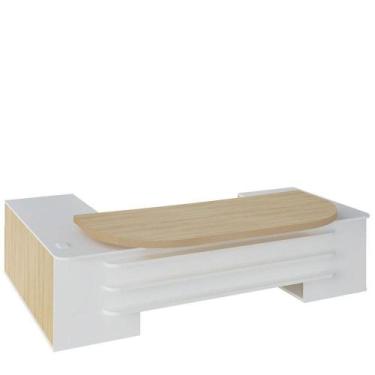Imagem de Mesa Para Escritório Diretor Grande 2 Portas 4 Gavetas Carvalho/branco