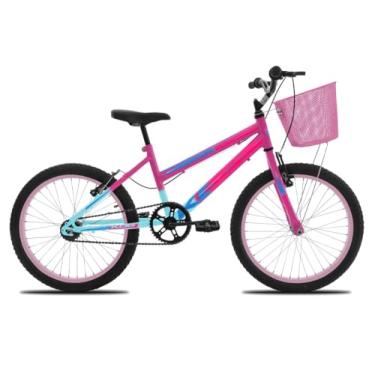 Imagem de Bicicleta Feminina Infantil Aro 20 KOG – Quadro Aço Carbono, V‑Brake – Lazer e Saúde Para Meninas,Azul Rosa
