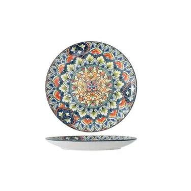 Imagem de Pratos domésticos de cerâmica simples e requintados de estilo europeu com resistência a altas temperaturas e personalidade criativa - prato raso de 25 cm