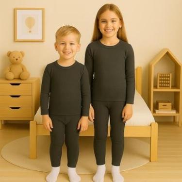 Imagem de Conjunto Térmico Camiseta Blusa Calça SEGUNDA PELE INFANTIL Inverno Frio Peluciada 1091-Unissex