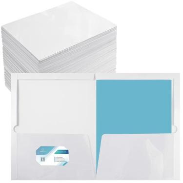 Imagem de Pasta Yeeqee 125, pacote com 2 bolsos, papel laminado brilhante branco