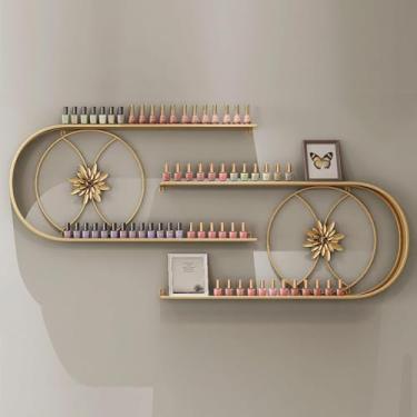 Imagem de Rack De Exibição De Esmaltes De Metal Montado Na Parede Rack De Exibição Em Forma De U Dourado Rack De Armazenamento De Esmaltes Expositor De Cosméticos Rack De Combinação, 8pcs