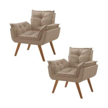 Imagem de Kit 2 Poltronas em Veludo Base Palito Quadrada Opalla Prime - House De