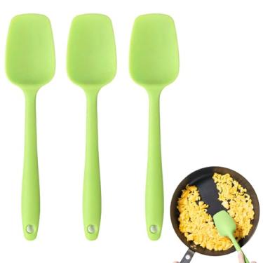 Imagem de 3 espátulas de silicone, espátulas de borracha resistentes ao calor, espátulas resistentes ao calor, arranhões de cozinha, adequadas para mexer, raspar e servir, panelas antiaderentes