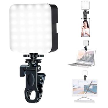 Imagem de Luz LED para Câmera, Iluminação fotografica Noturna, 7W, 3000-6000K, Rotação 360°, Clip Versátil para Celular, Tablet e Computador