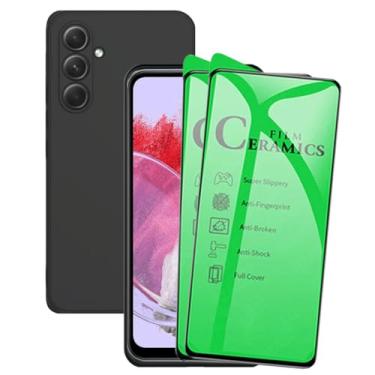 Imagem de Capa Protetora Aveludada + 2 Películas de Proteção em Cerâmica Anti-Impacto para Samsung Galaxy M34, Preto