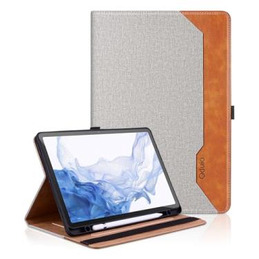 Imagem de Capa para Samsung Galaxy Tab S9/S9 FE 2023/S8 2022/S7 2020 11 polegadas - Capa de couro PU Business Folio com suporte para caneta S, suporta visualização em vários ângulos e despertar/hibernar automático, cinza