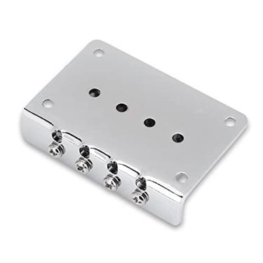 Imagem de SUNGOOYUE Ponte Elétrica de Guitarra, Liga de Zinco Durável 4 Ponte Fixa Com Altura Ajustável para a Caixa de Charutos Guitarra -baixo Ukulele (prata (Prata)