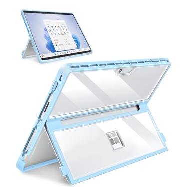 Imagem de SSS·GRGB Capa atualizada compatível com Microsoft Surface Pro 11/10/9/8 13 polegadas, capa robusta multifuncional compatível com teclados, transparente e azul claro