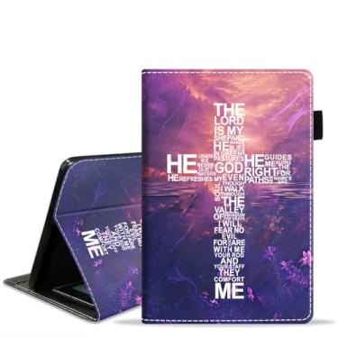 Imagem de FQTBCEARI Capa para tablet Amazon Kindle Fire HD 10 (10,1 polegadas, 9ª/7ª geração, versão 2019/2017), capa fina de couro PU com slot para cartão e despertar/hibernar automaticamente, cruz cristã de