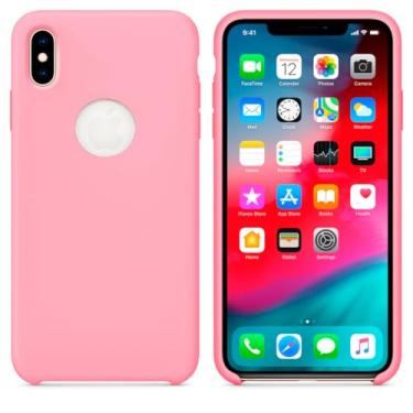Imagem de Case Capa Capinha Silicone Aveludado pra iPhone X e XS (Rosa)