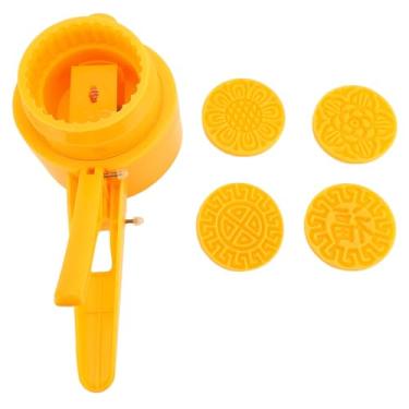 Imagem de TOPINCN Mooncakes Molde, Imprensa Mão Carimbos De Pastelaria DIY Cortador De Biscoitos Semi Automático 100g Moon Cakes Maker Mold Mid Autumn Pastelaria Fazendo Ferramenta Com 4 Selos