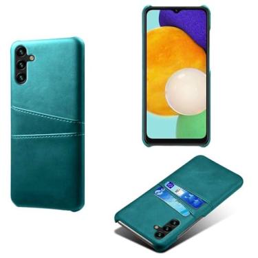 Imagem de Capa compatível com Samsung Galaxy A13 4G, capa de couro PU - Capa de telefone fina à prova de choque com 2 compartimentos para cartão, proteção anti-impressão digital e antiqueda, plástico de couro