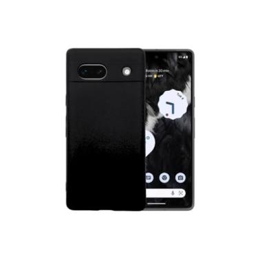 Imagem de Casecious Compatível com Google Pixel 7A Capa traseira básica de gel de silicone líquido macio para celular (preta)
