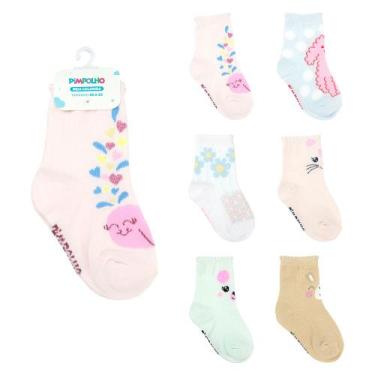 Imagem de Kit 6 Pares Meia Colorida Pimpolho Tamanho 26-30 (3-6 anos) Menina