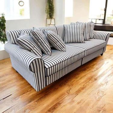 Imagem de Sofá 3 Lugares CLS001 LINHO LISTRADO - SOFÁ DIRETO DA FÁBRICA 