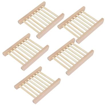 Imagem de Hilitand Rack de Sabão de Textura Transparente de Barraca de Madeira para Chuveiro de Banheiro de Cozinha, Prato de 5pcs, Mantenha -se Seco e, Fácil de Com água