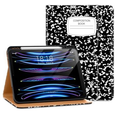 Imagem de DTTO Capa para iPad Pro de 12,9 6ª / 5ª / 4ª / 3ª geração 2022/2021/2020/2018, capa de couro com suporte para Apple Pencil integrado - despertar/hibernar automático e vários ângulos de visualização, livro preto