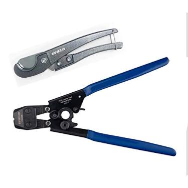 Imagem de EFIELD Ferramenta de pinça de crimpagem Pex para pinça de 0,9 cm com calibre Go/No-Go - Grampos de aço inoxidável de 2,5 cm atendem ao padrão ASTM F2098 com cortador de tubo Pex de metal, (TOOL002)