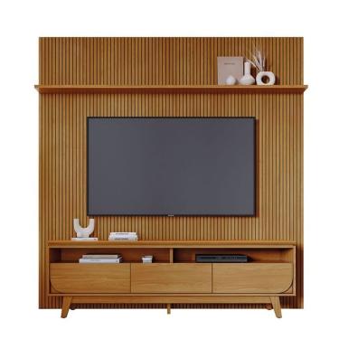 Imagem de Composição Luna Bancada E Painel Para Tv 75 Polegadas Com Portas - Madetec Cumaru
