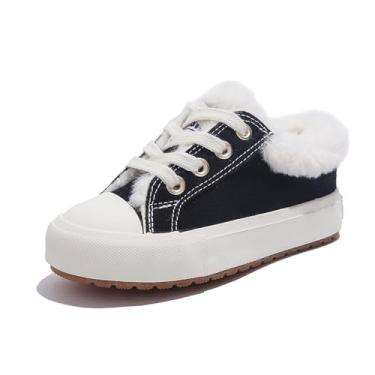 Imagem de Outono e inverno com lã grossa para meninos e meninas, sapatos de algodão quente, algodão esportivo de neve de cano alto, botas casuais simples e versáteis, tênis de neve para crianças pequenas e