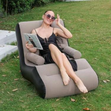 Imagem de Espreguiçadeira Inflável Sofá Pufe Poltrona Encosto Descanso Cadeira E