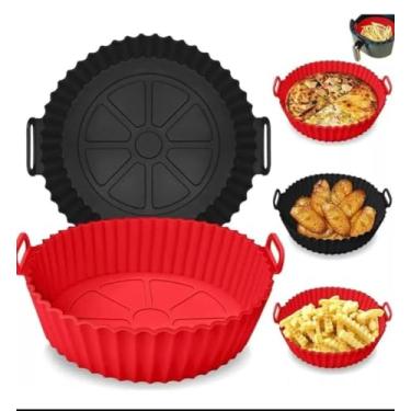 Imagem de Kit com 2 Formas de Silicone para Air Fryer — Antiaderente, Reutilizável, com Alça | Ideal para Forno e Micro-ondas