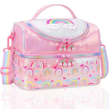 Imagem de RHCPFOVR Lancheira infantil – Lancheira térmica de dois andares para meninos e meninas, lancheira lavável e reutilizável para crianças pequenas para escola e creche